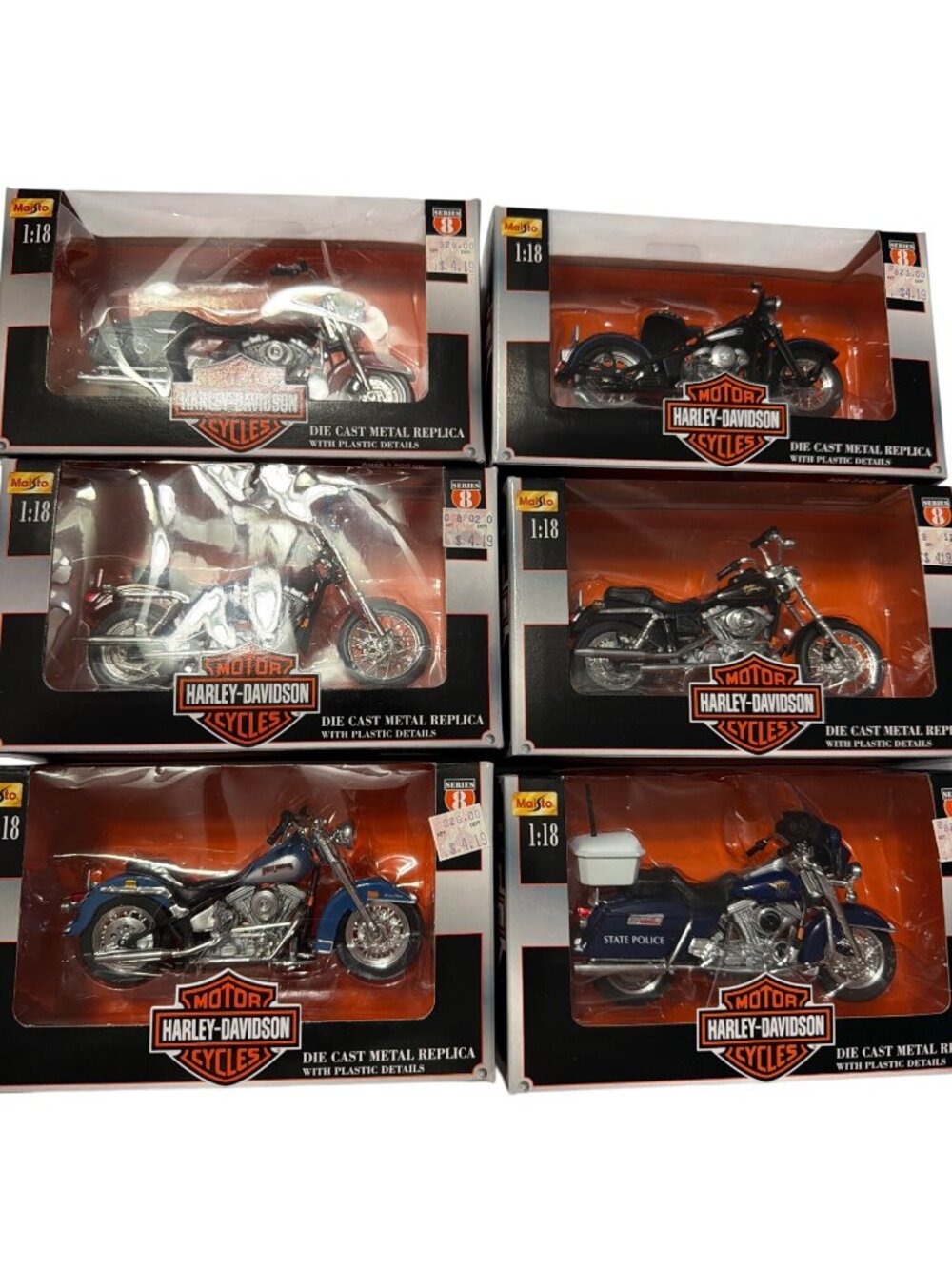 Harley-Davidson Maisto Series 8 1:18 Scale Die-Cast Motorcycle Set Complete
